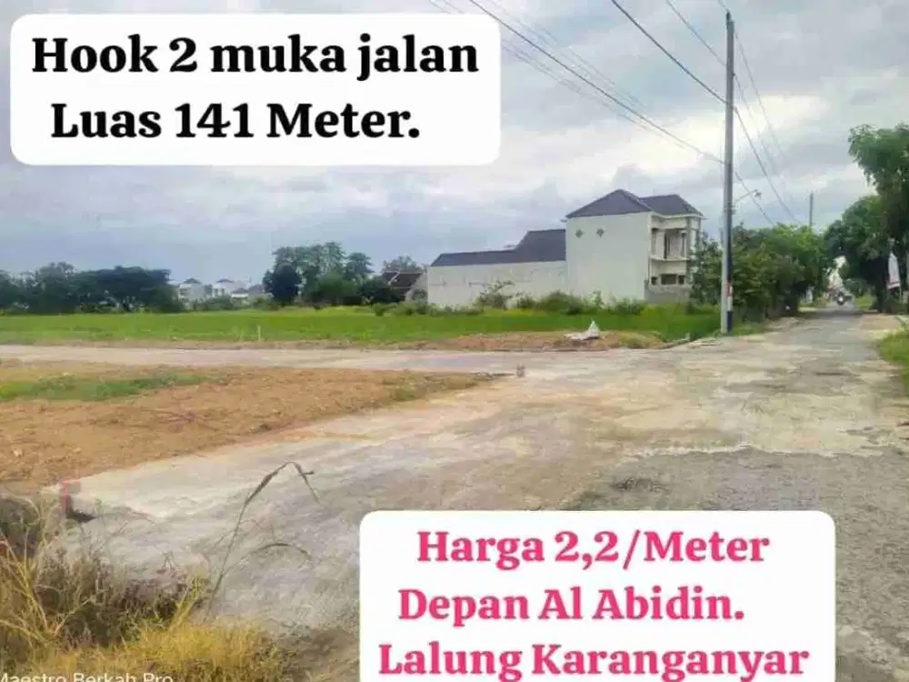 Dijual tanah strategis di depan SDIT Al Abidin Karanganyar