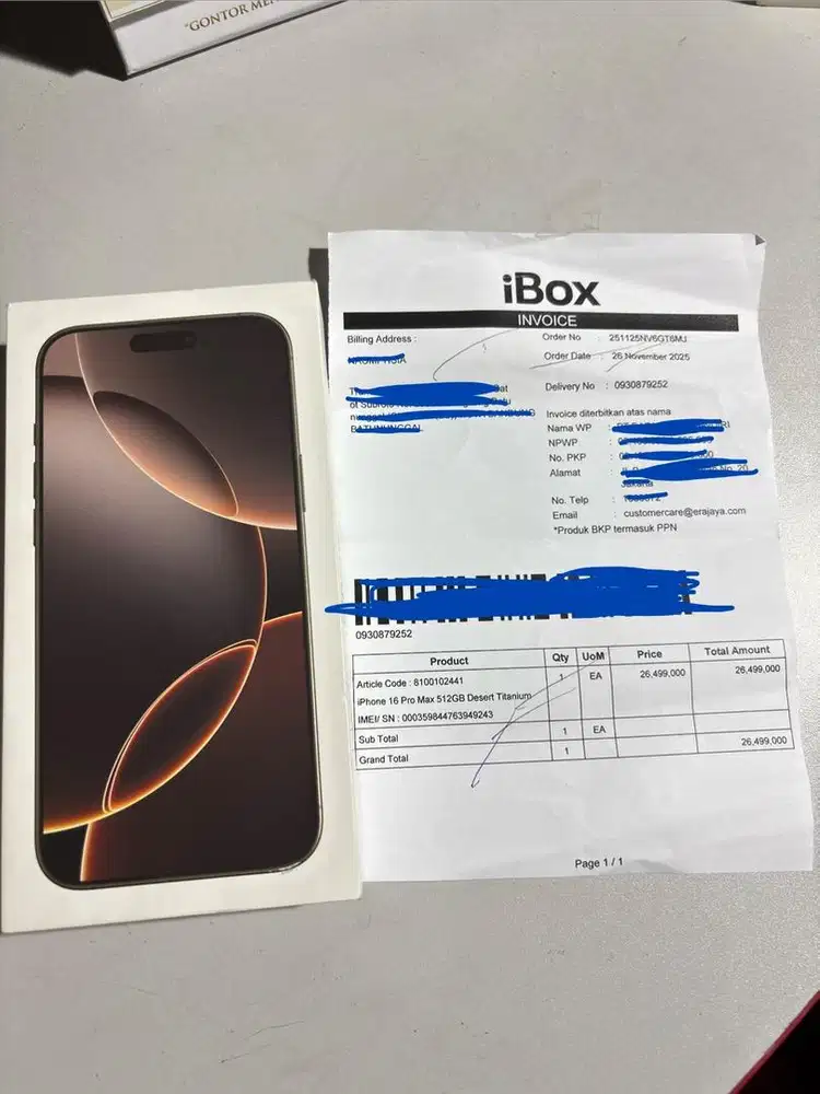 iPhone 16 Pro Max 512GB – Desert Titanium (BNIB IBOX) – Masih Segel