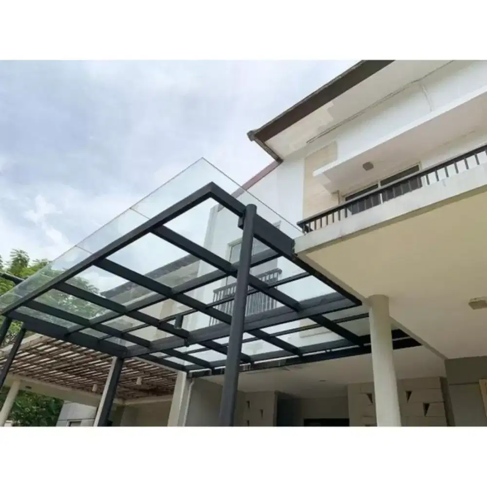 Kanopi Kaca Tempered 8 mm Berkualitas: Aman, Tahan Cuaca, & Modern