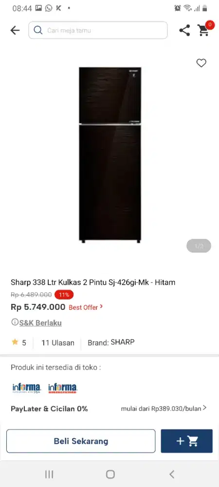 Sharp kulkas 2pintu