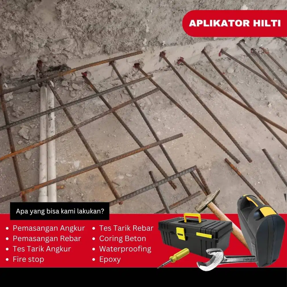 Jasa Pemasangan Besi Rebar Beton oleh Aplikator Hilti Profesional