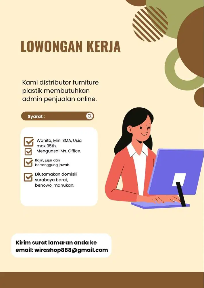 Dibutuhkan tenaga admin penjualan online