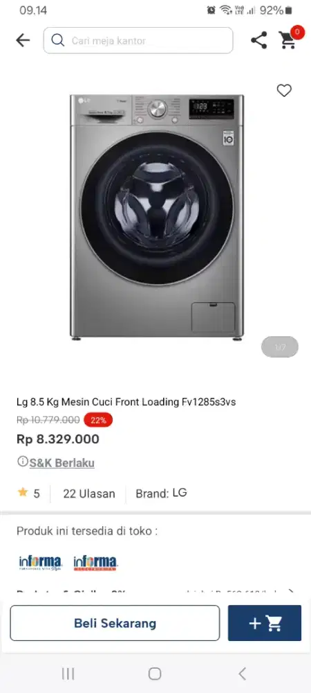 PROMO KREDIT LG 8.5KG MESIN CUCI FRONT LOADING