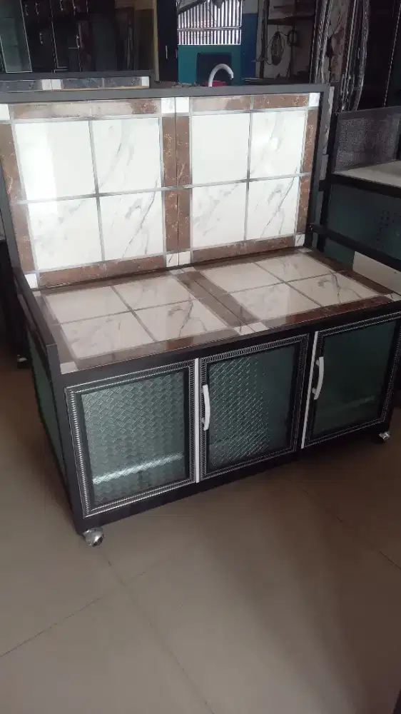 Meja kompor almanium 3 pt