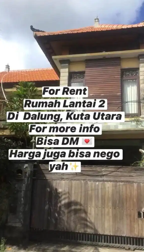 Disewakan Rumah 2Lantai, 125jt/tahun, di Dalung, Kuta Utara