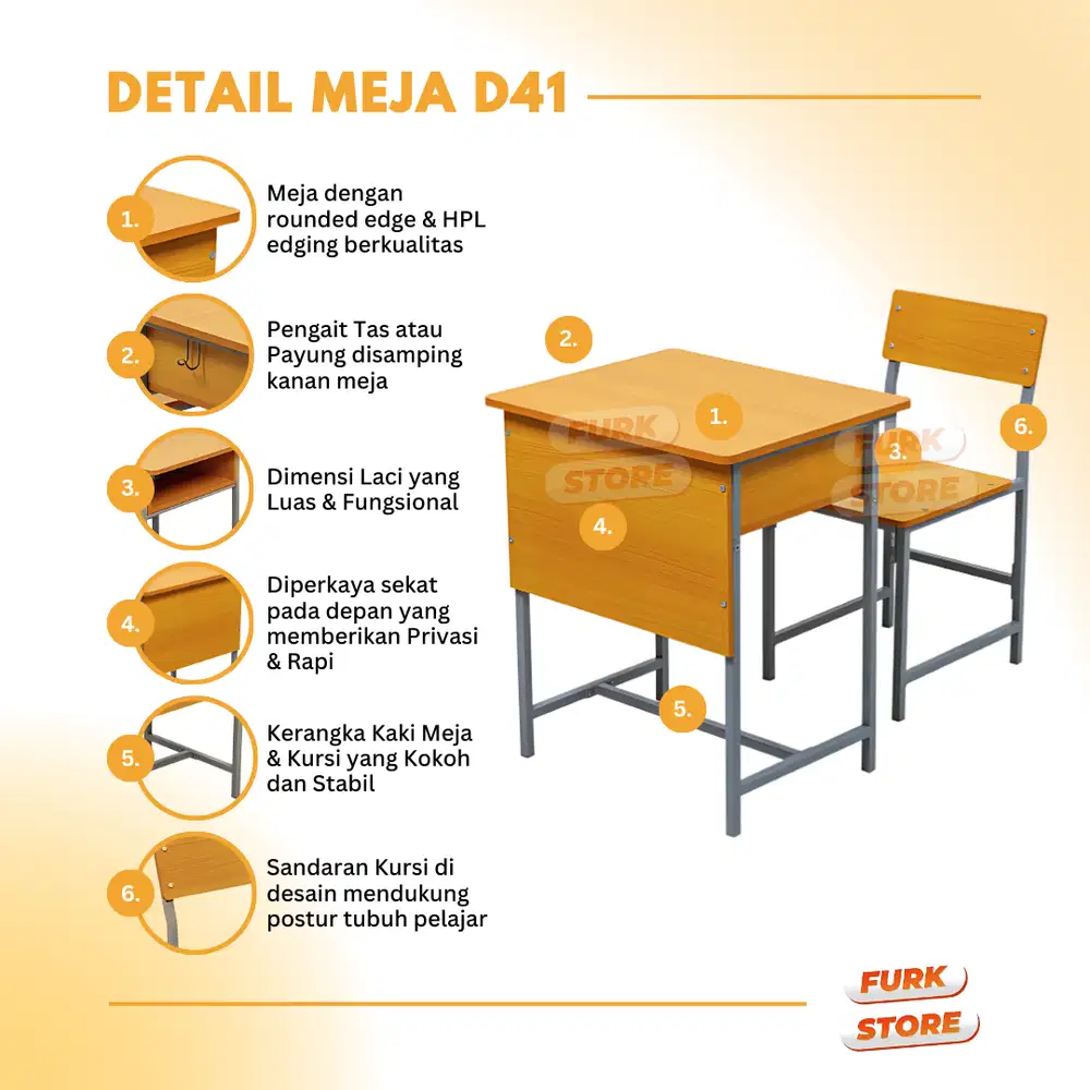 Meja Siswa Tipe D41 – Meja Kursi Sekolah Modern | Meja Siswa Sekolah