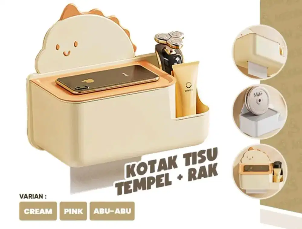 Kotak Tisu Tempel Dinosaurus D79 Tempat Tisu Tanpa Bor Serbaguna