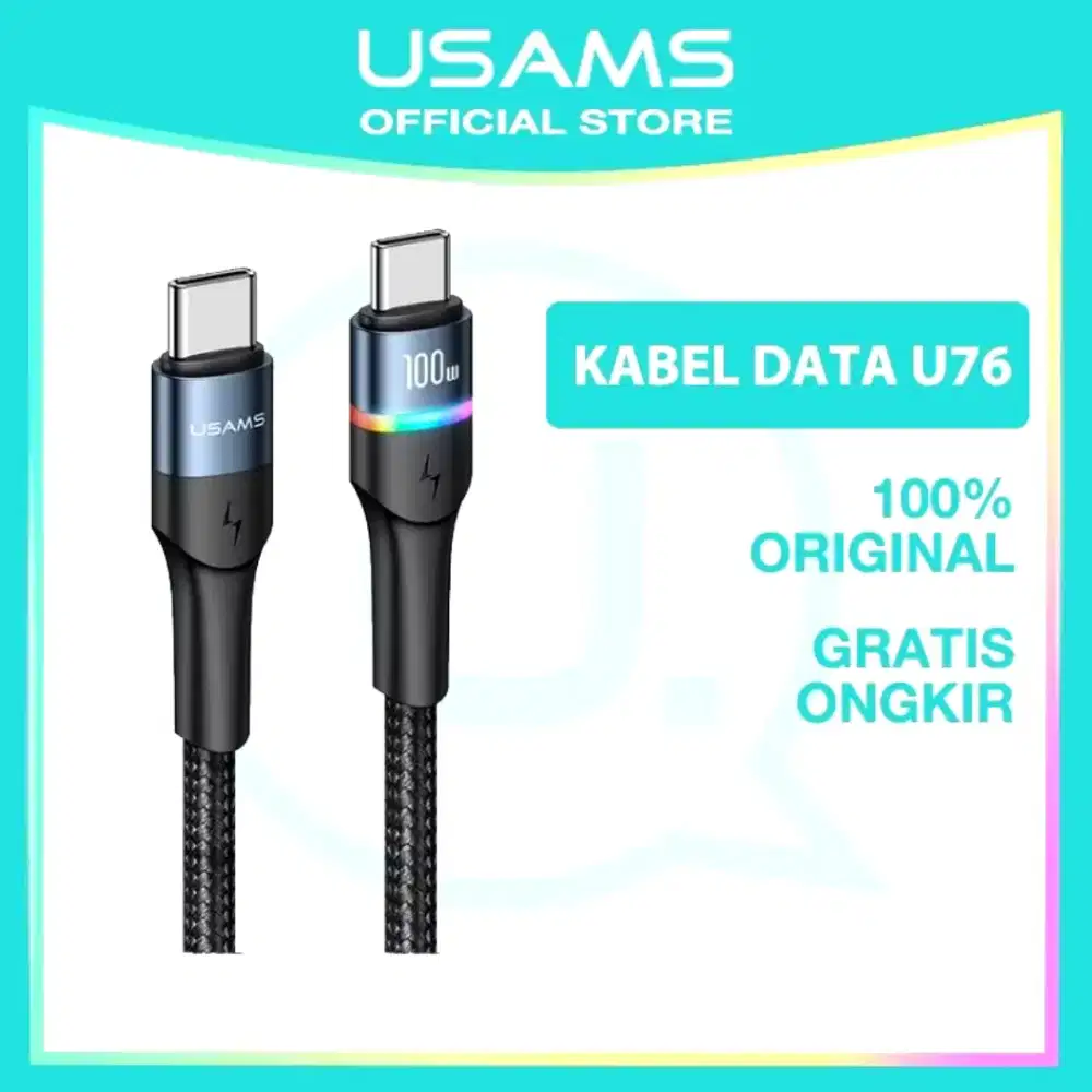 Kabel Data Led Usams U76 Qc Pd Fast Charging 100W Type-C To Type-C 5A