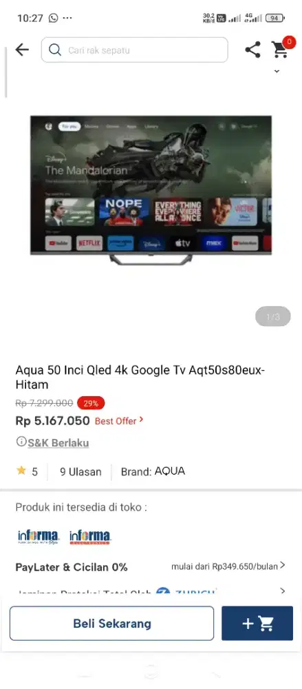 Aqua 50 inc google tv
