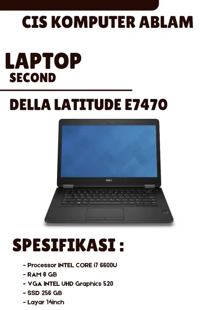 Jual Laptop Second Della Latitude E7470