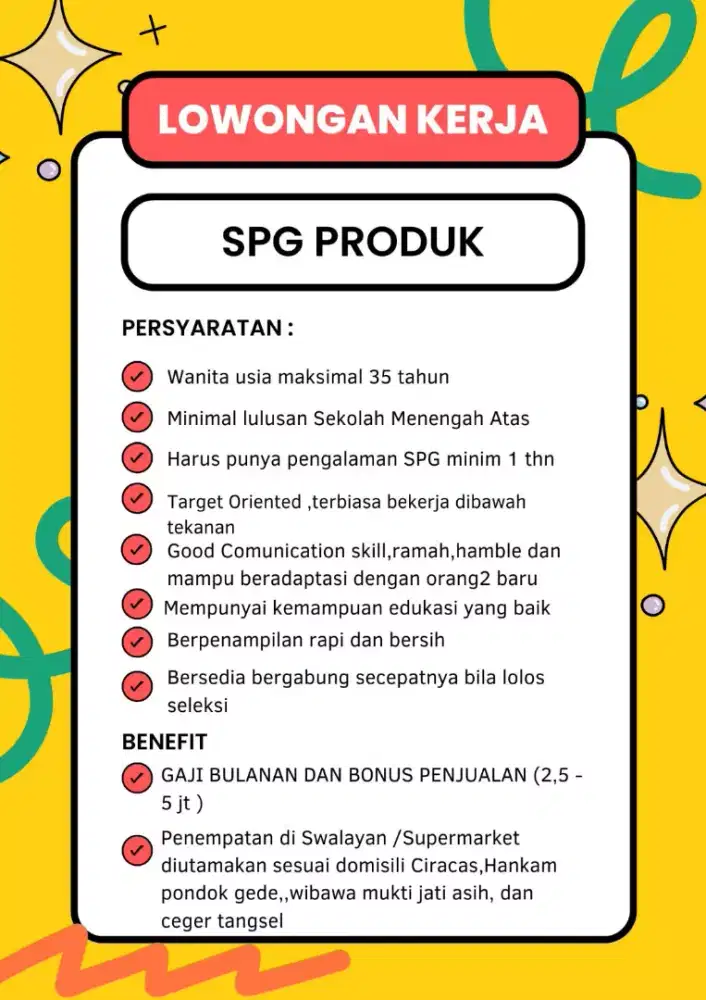 Lowongan SPG makanan d supermarket