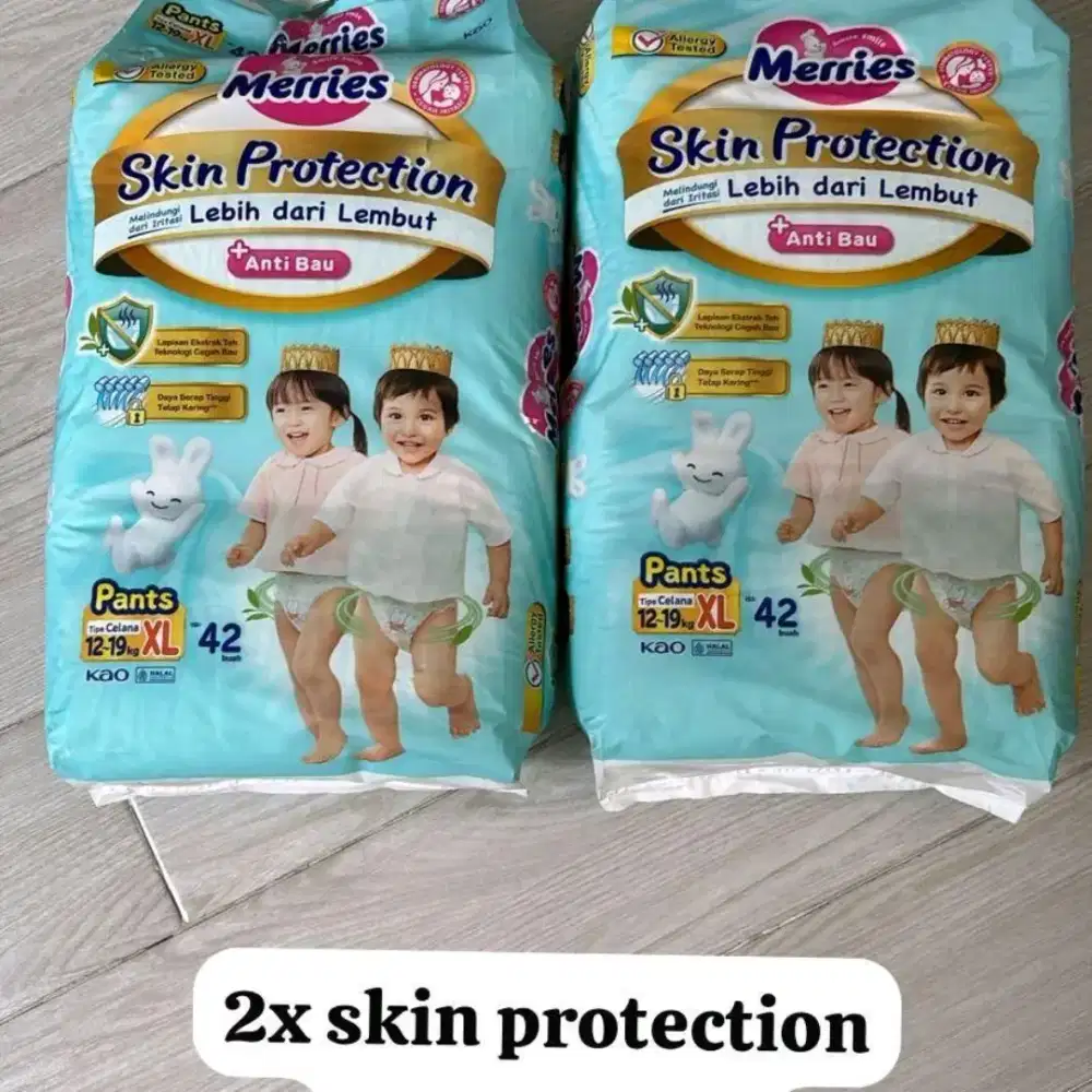 MERRIES Skin Protection XL42 Twinpack - Popok Bayi Celana