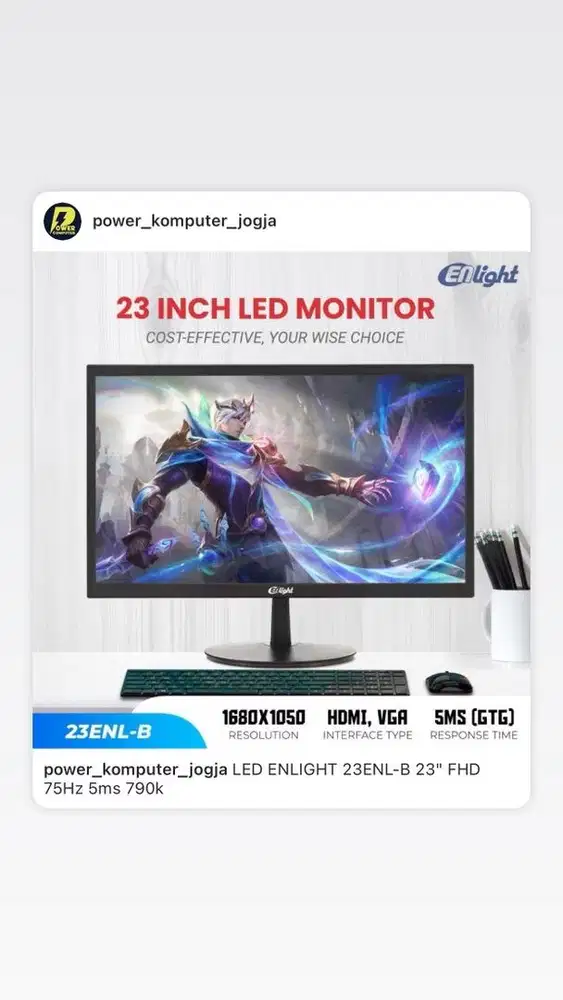Free Kirim, Monitor Enlight 22 inch harga 880k Garansi 3 tahun New