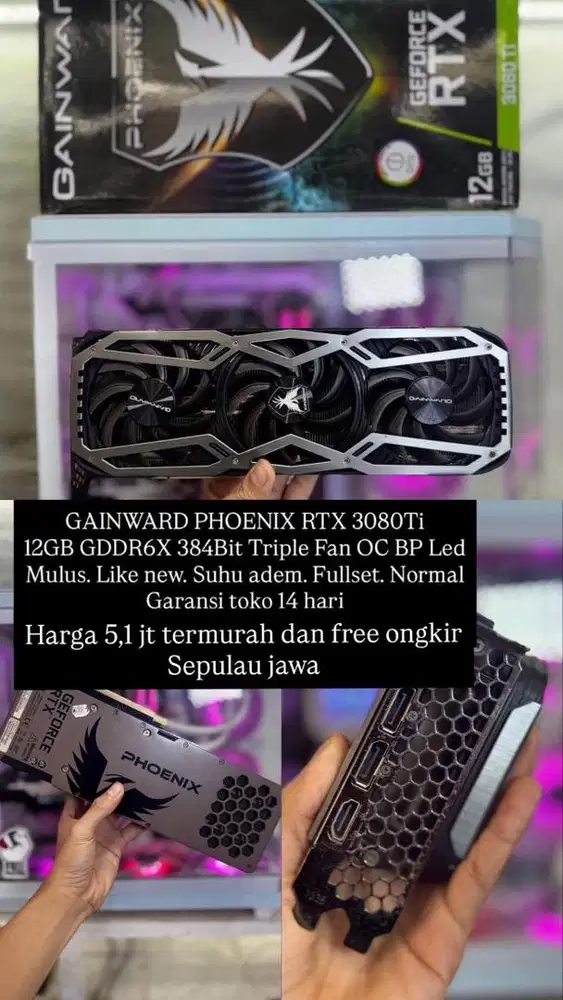 Gainward Phoenix Rtx 3080Ti 12GB GDDR6X Triple Fan OC Mulus Fullset