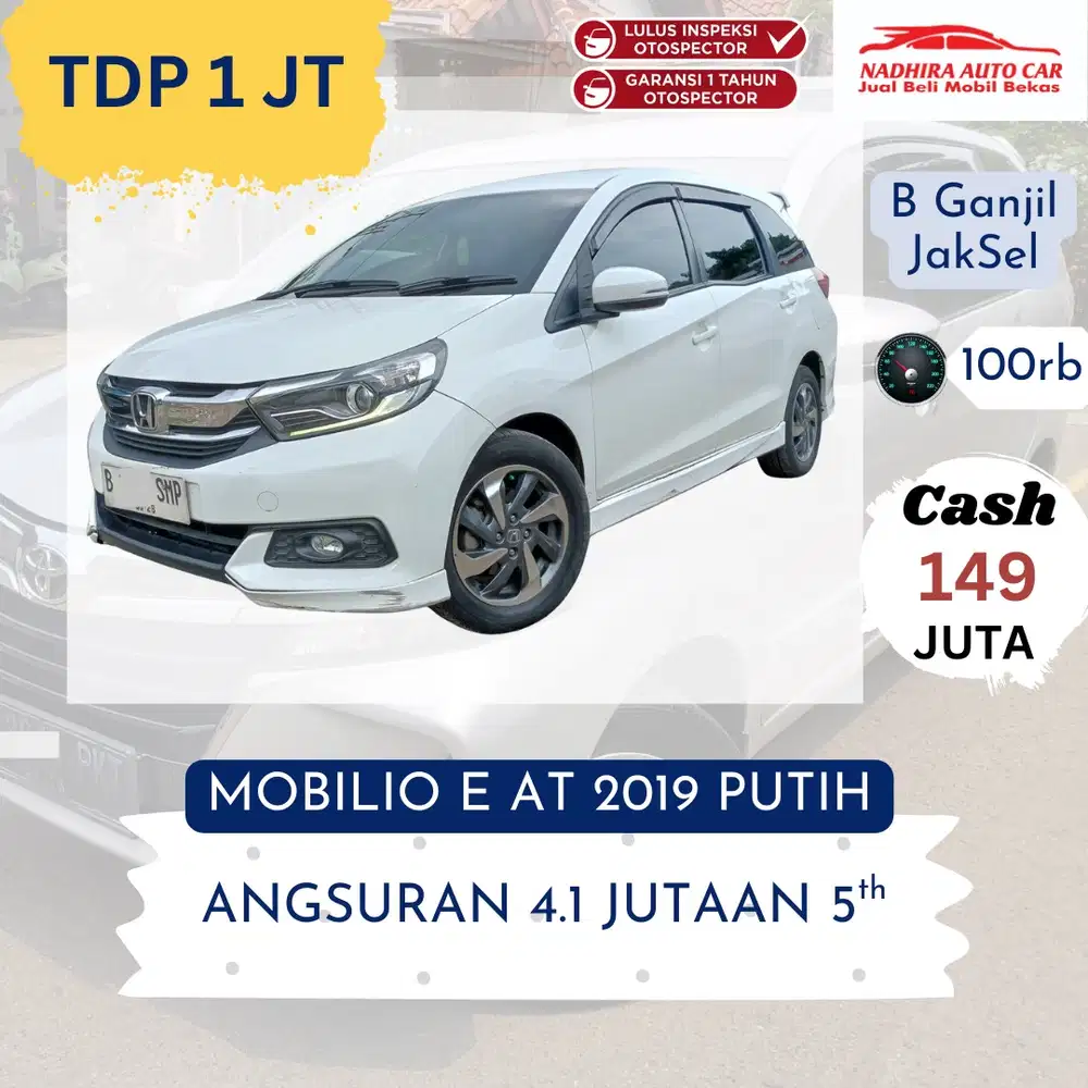 DP Cuma 1 Juta Aja Mobilio E AT 2019 Putih