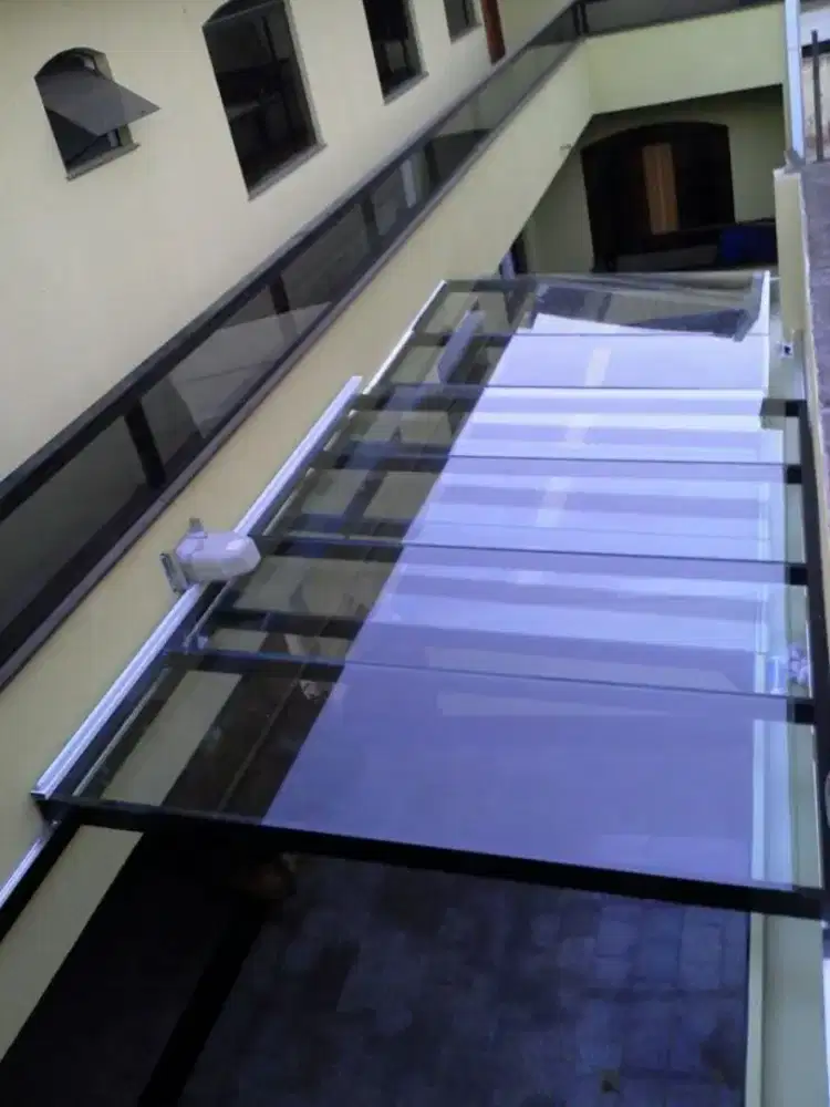 Kanopi sleding atap tempered, 8mm, 10mm