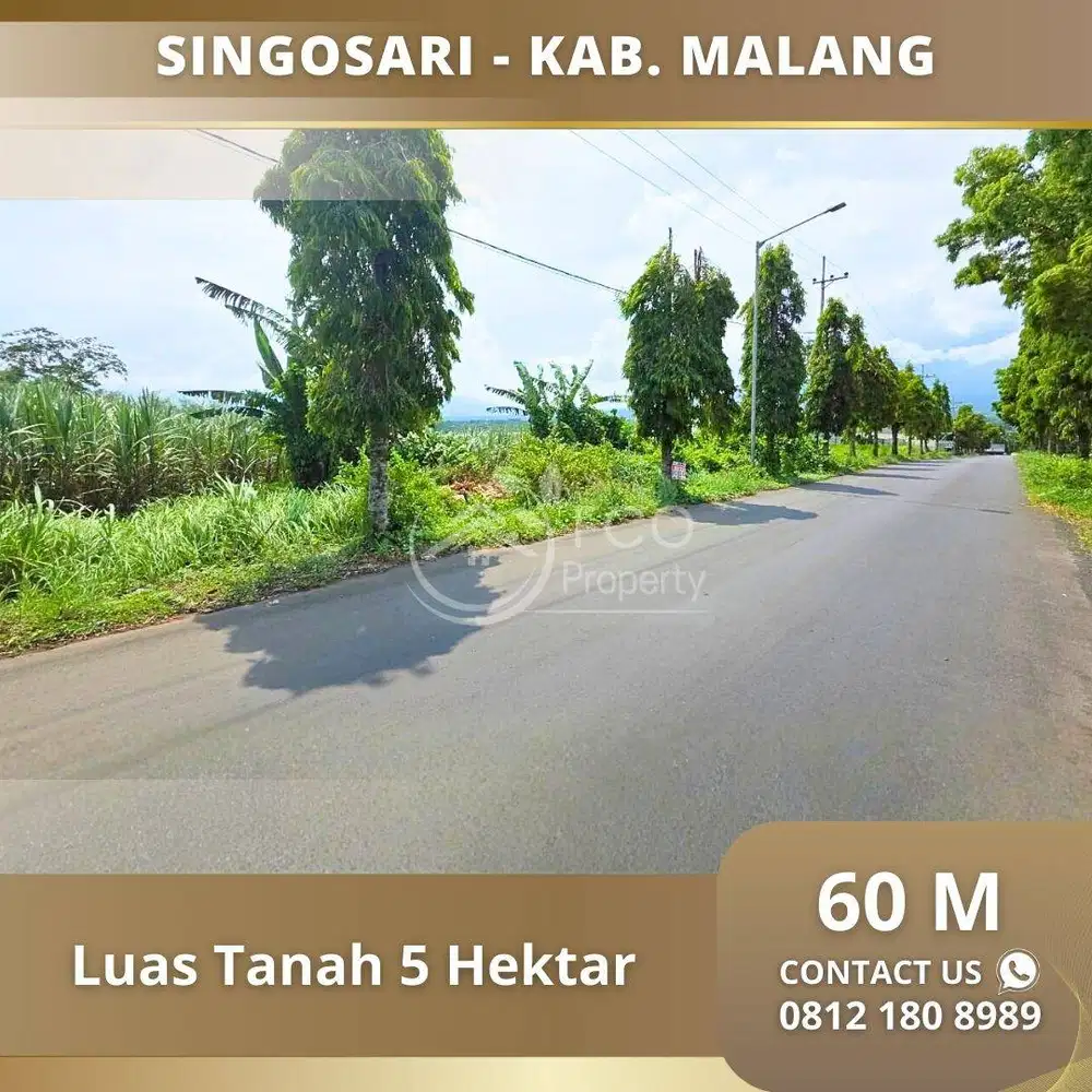 Dijual Lahan 5 Hektar Jalan Raya Yonkav Singosari Malang