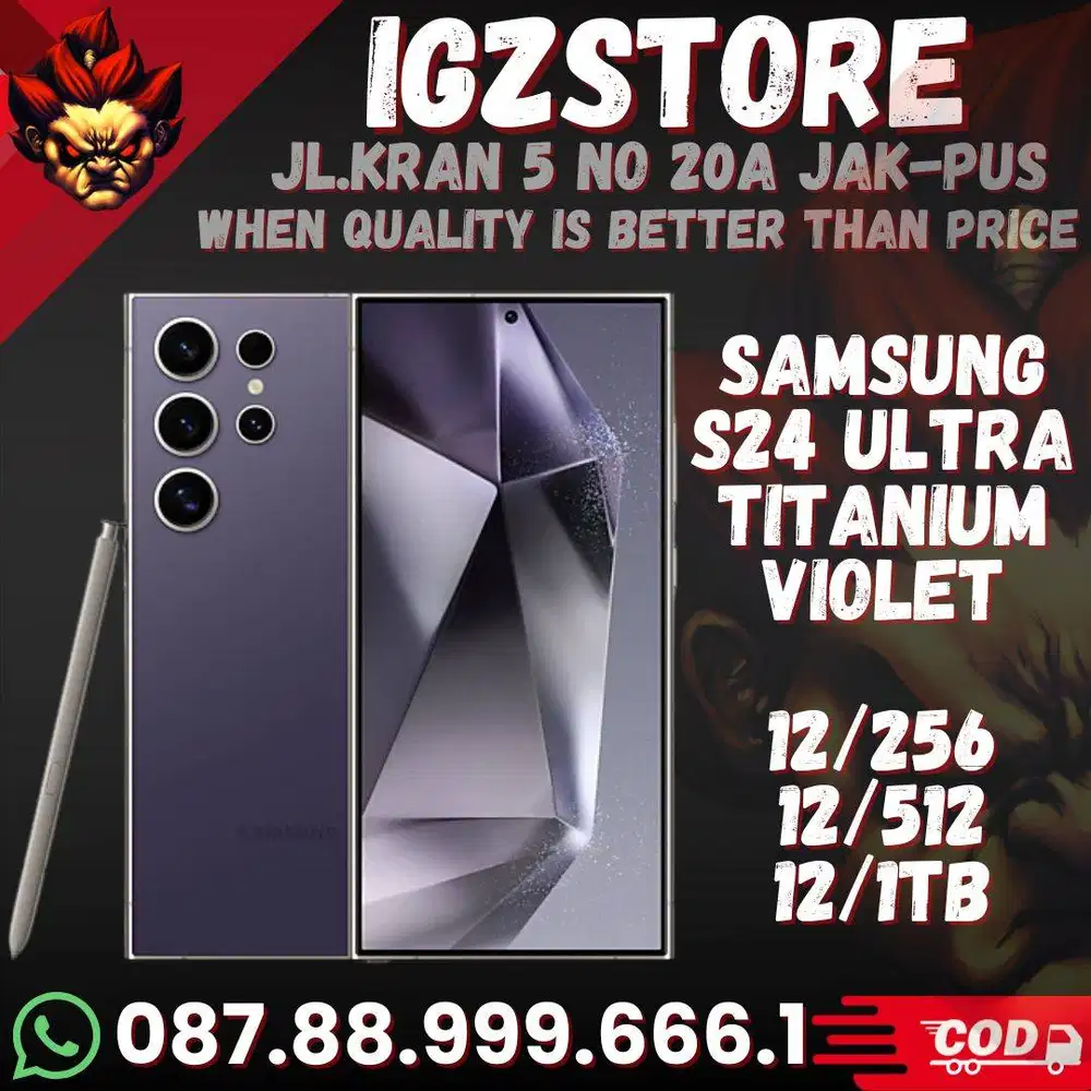 Samsung S24 Ultra 12/256 Titanium Violet SUPER MULUS FULLSET no minus