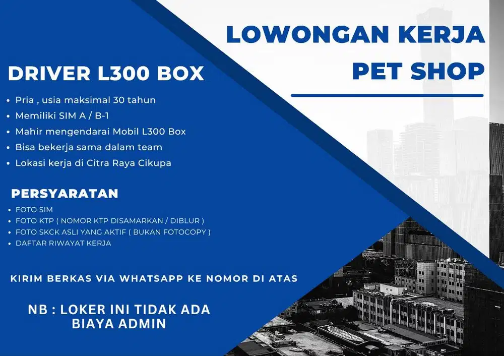 LOWONGAN KERJA DI PETSHOP
