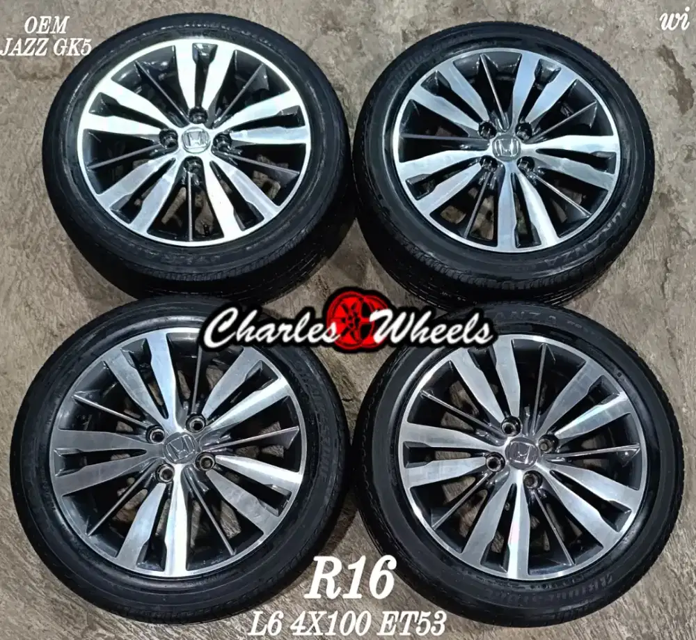 Jual velg + ban oem jazz r16 4x100 brio sigra calya city dll