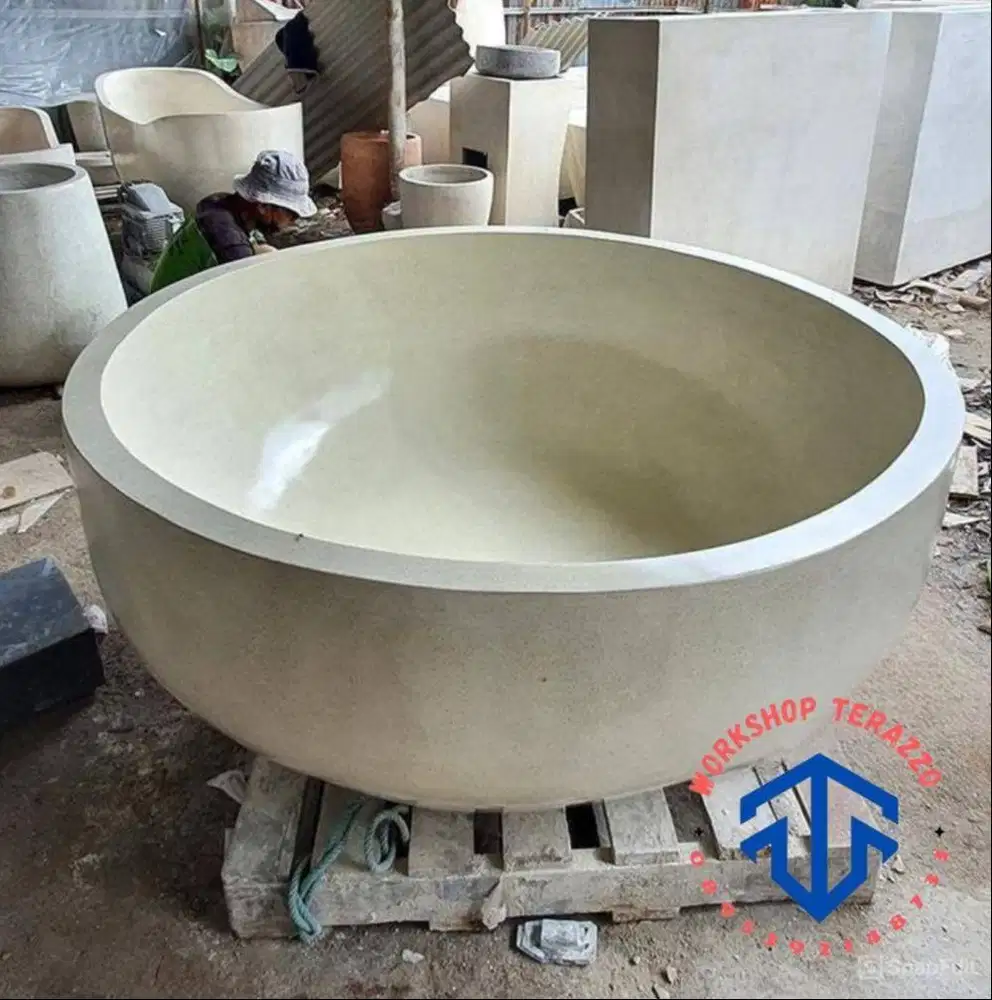 Bathtub Terrazzo Bulat Cantik Handmade / Bathtub Teraso