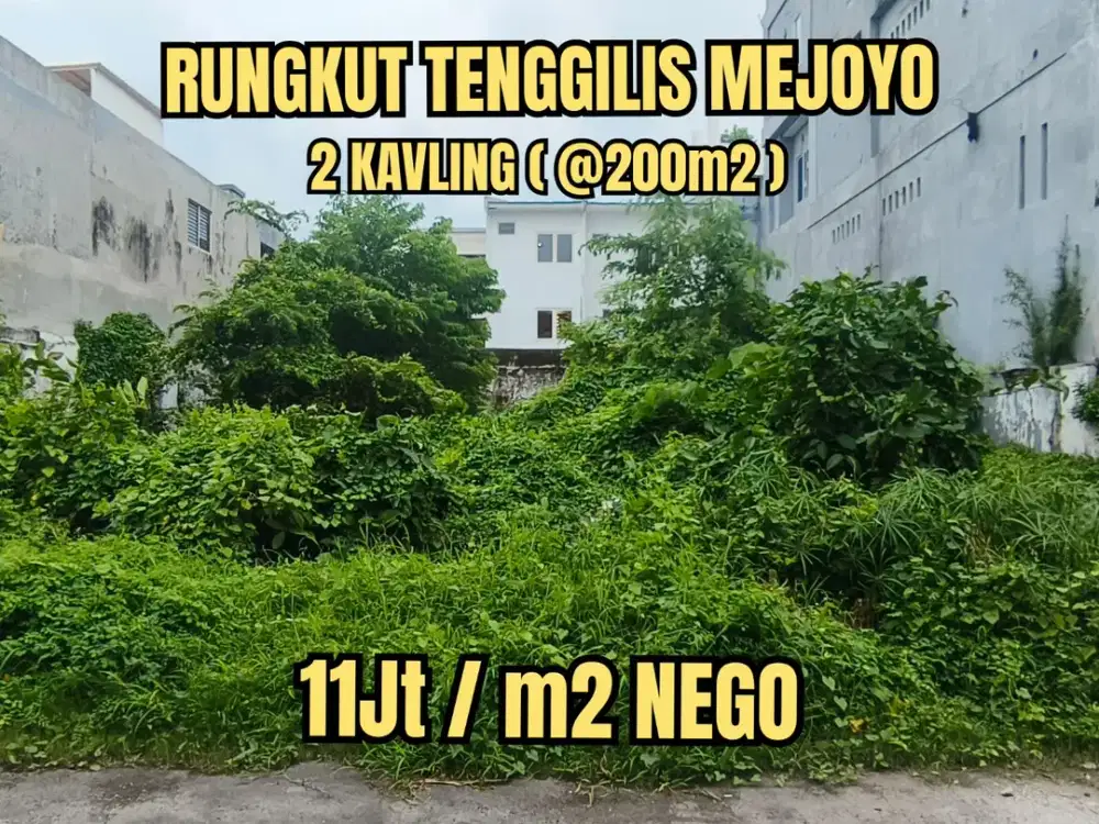 2 KAVLING TANAH RUNGKUT TENGGILIS MEJOYO UTARA, SELANGKAH DEKAT KAMPUS UBAYA. COCOK UNTUK RUMAH KOS.