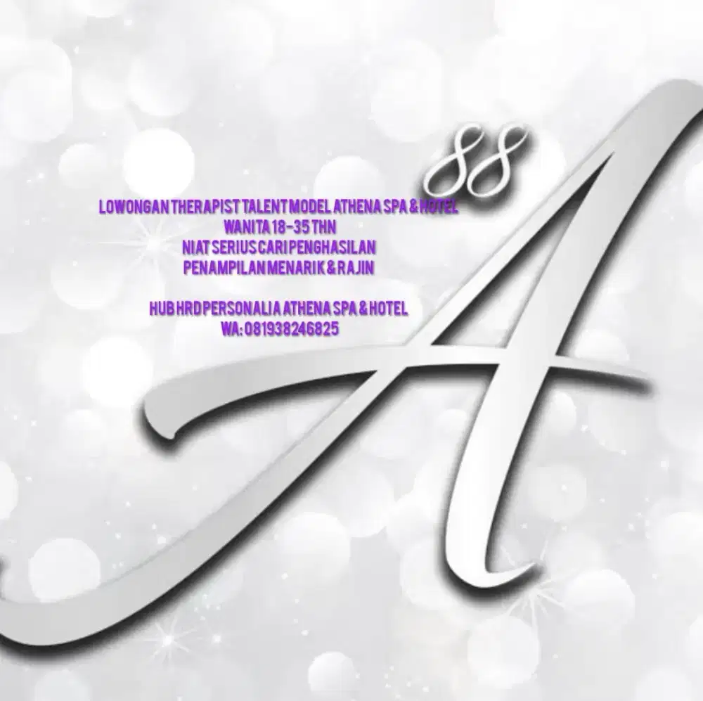 Lowongan Therapist Wanita Athena spa & hotel