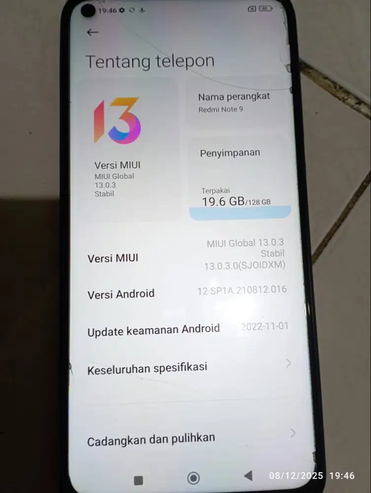 HP Xiaomi Redmi Note 9 RAM 6/128 Full Set