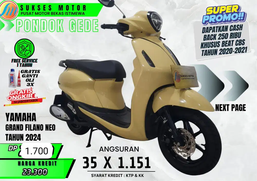 YAMAHA FILANO TH 2024 DP MURAH ANGS RINGAN PROSES KREDIT MUDAH CEPAT