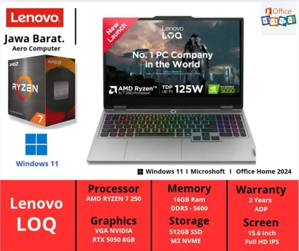 Lenovo LOQ Amd Ryzen 7 RTX 5050 8GB
