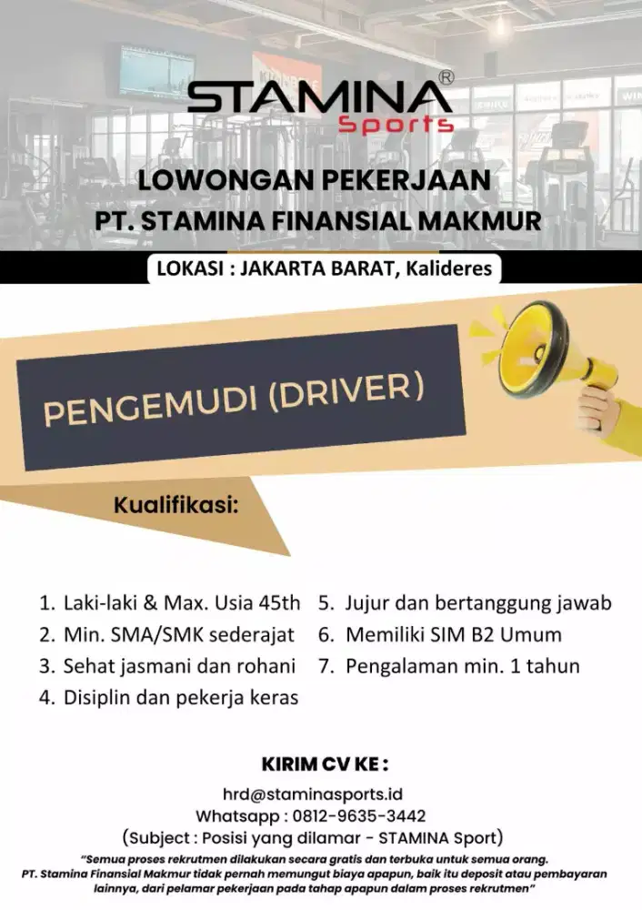 Lowongan pekerjaan Driver Mobil