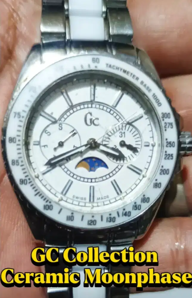GC Collection White Ceramic Moonphase Unisex Original For Woman