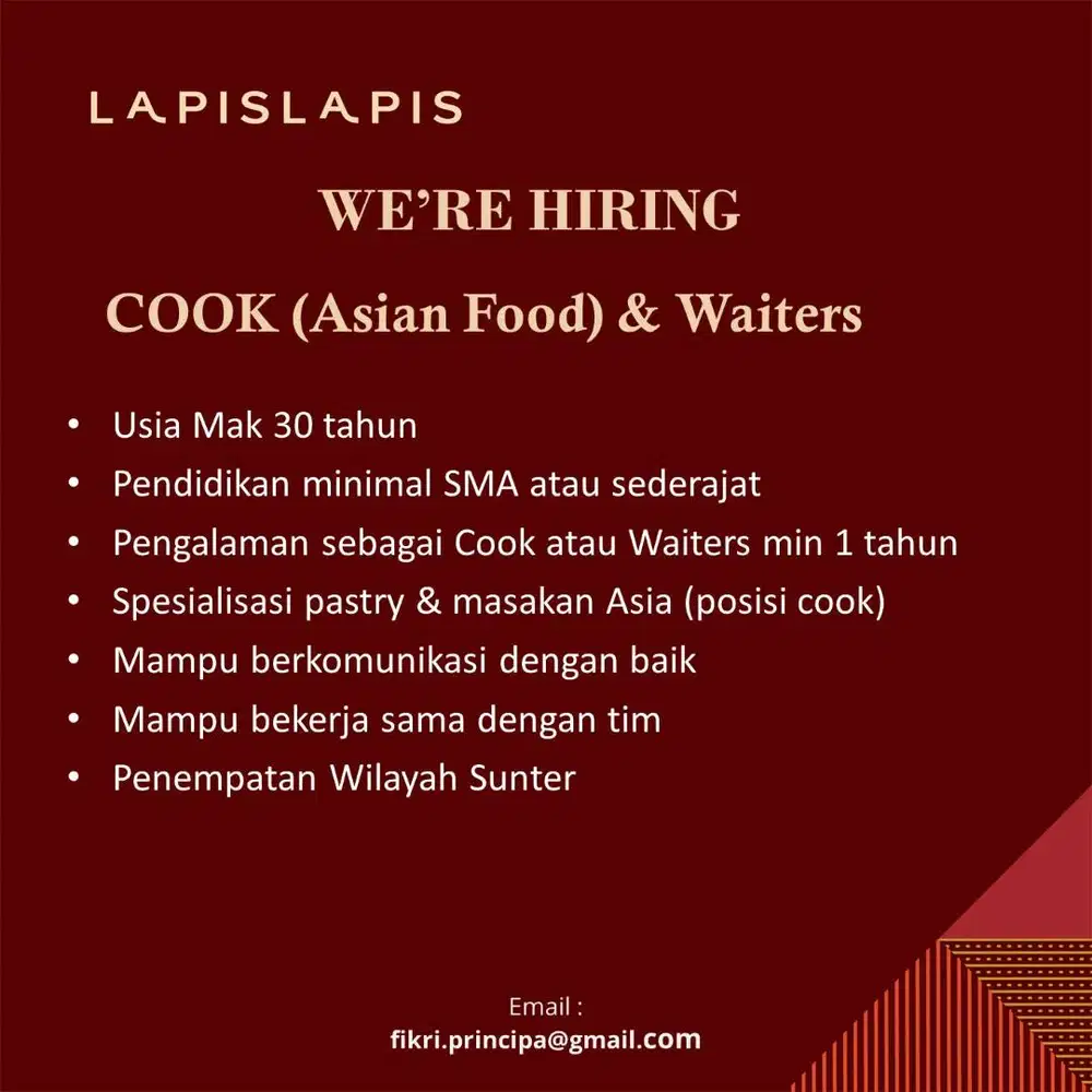 Cook Asian & Waiters