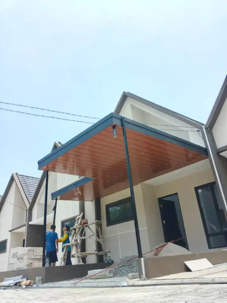 Kanopi baja ringan, Gudang, rangka besi hollow dan plavon pvc