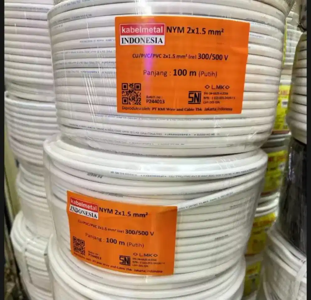 kabel metal ukuran 2x1.5 mm² panjang 50 m murah
