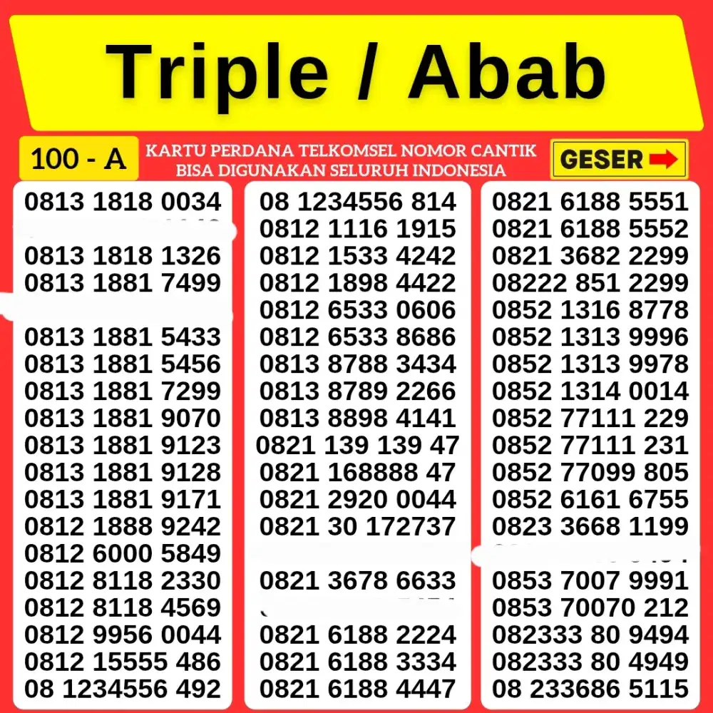 Nomor Cantik Simpati Kartu Perdana Telkomsel simpati tahun rapih 1881