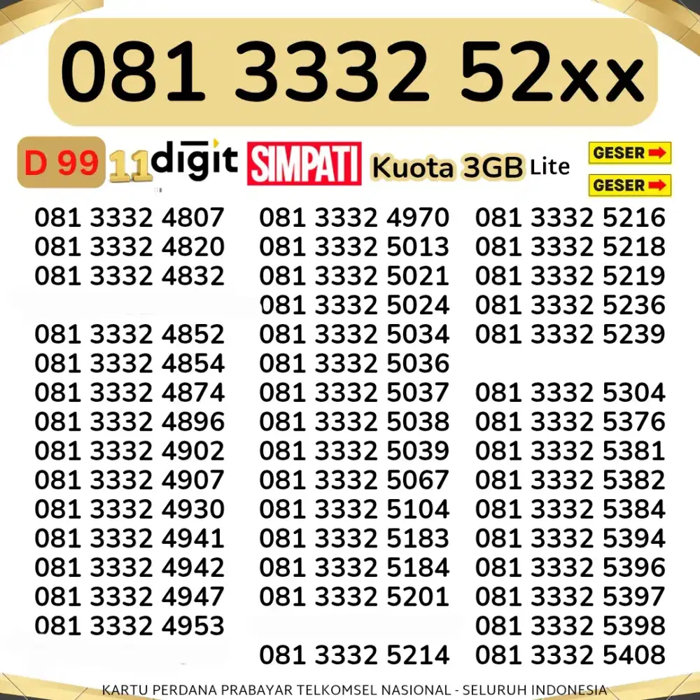 Nomor Cantik Simpati 11digit Kartu Perdana Telkomsel simpati 11angka