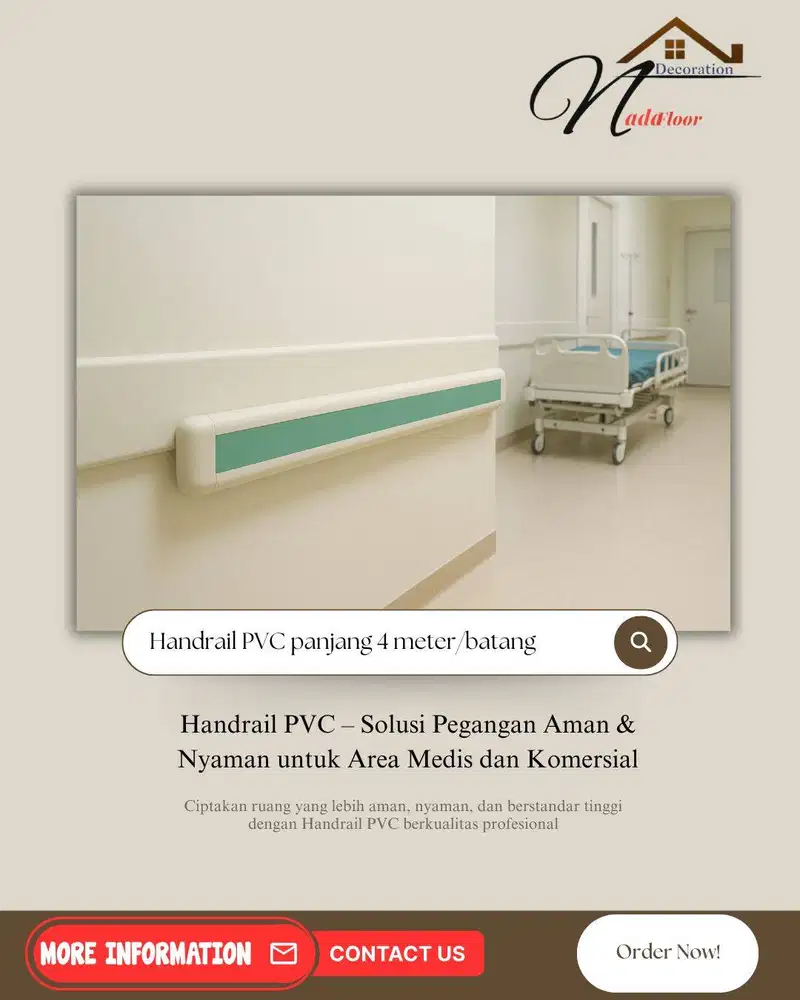 Handrail Rumah Sakit Anti Collision | Hand rail PVC Alumunium 4 meter