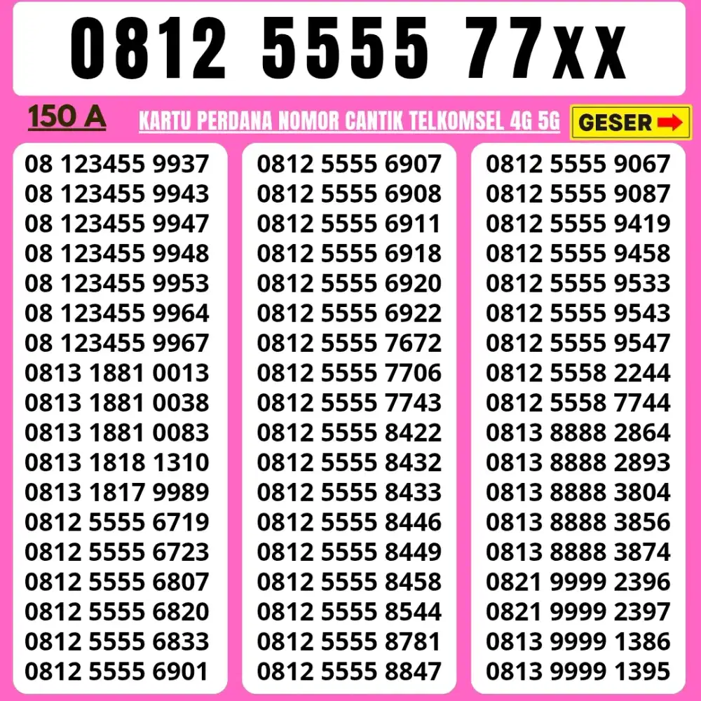 Nomor Cantik Simpati Kartu Perdana Telkomsel simpati tahun lahir 1881