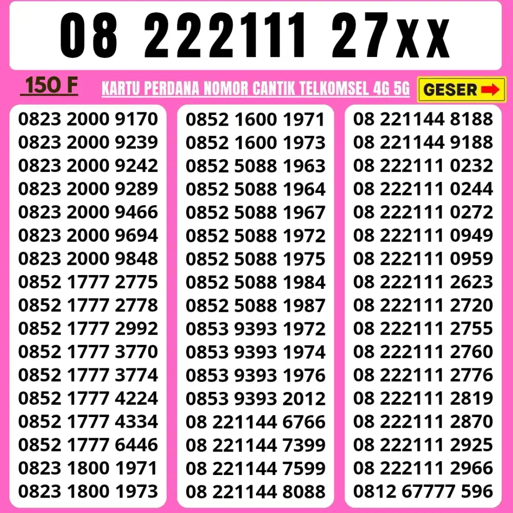 Nomor Cantik Simpati Kartu Perdana Telkomsel simpati tahun lahir abab