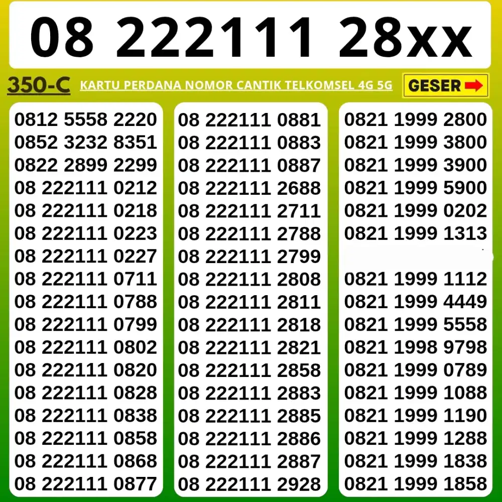 Nomor Cantik Simpati Kartu Perdana Telkomsel simpati tahun lahir 9922