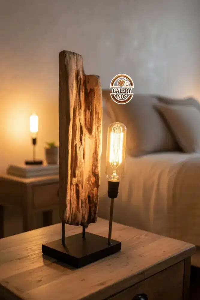 Lampu Hias Kayu Erosi Handmade Dekorasi Rustic Unik Bernilai Seni