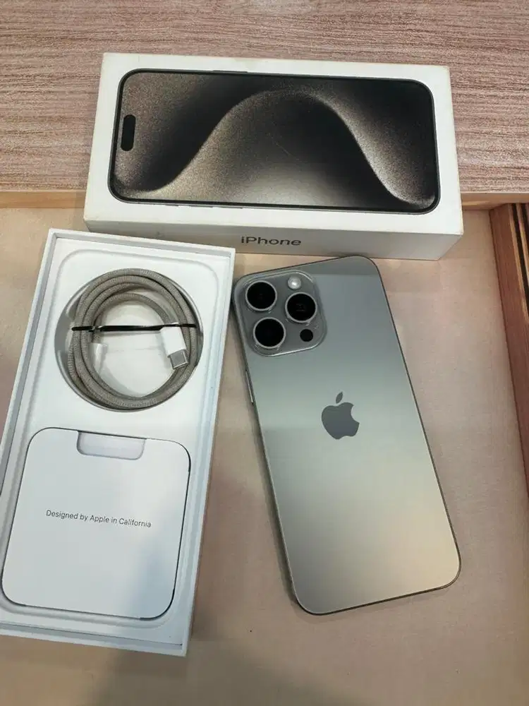 iPhone 15 Pro Max 256GB Natural T BH 85% Lengkap Eks iBox