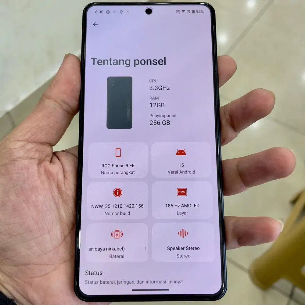 Asus rog 9 fe ram 12 / 256 resmi full ori garansi panjang