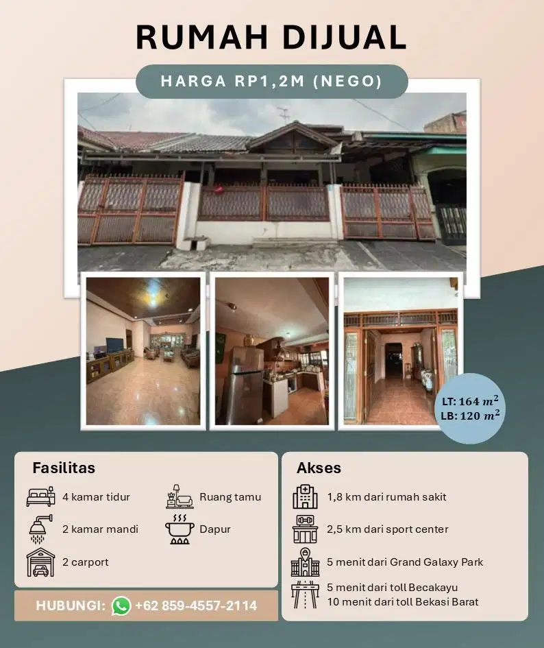 Jual Cepat Rumah di Pondok Pekayon Indah