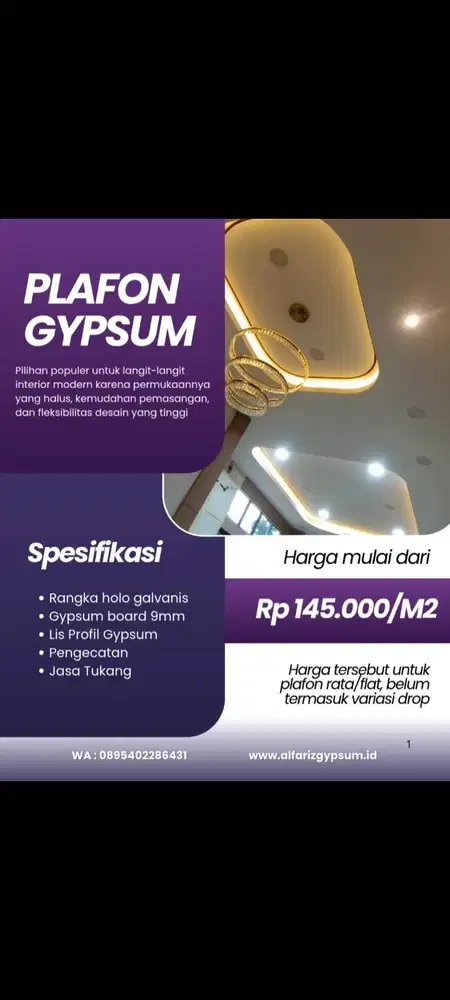 Harga Pasang Plafon Gypsum Permeter