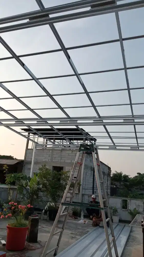 Kanopi rangka baja ringan dn rangka hollow galvanis