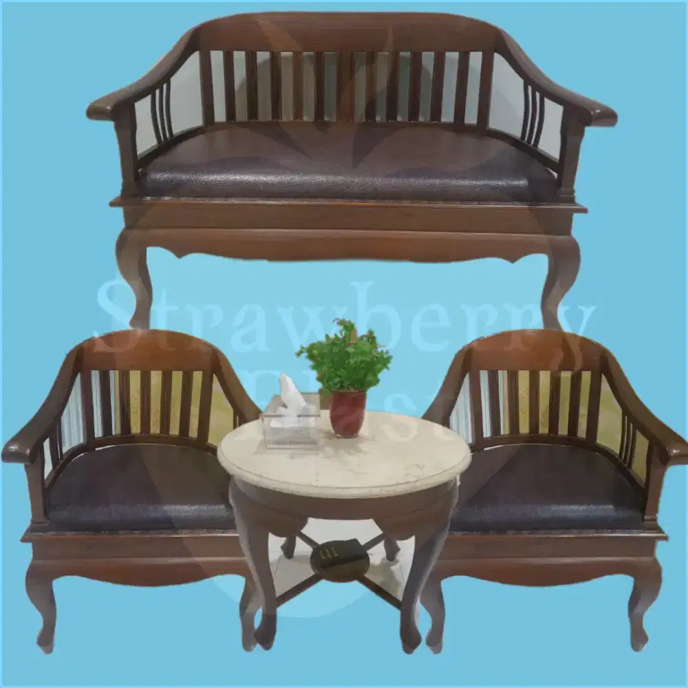 SET 4 KURSI JATI MEJA MARMER JUAL CEPAT