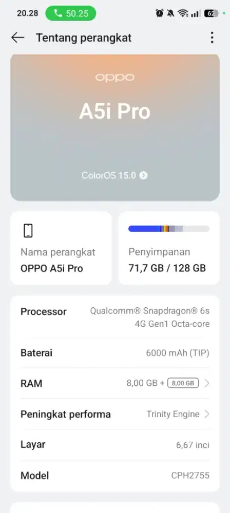 Jual hp Oppo A5i pro