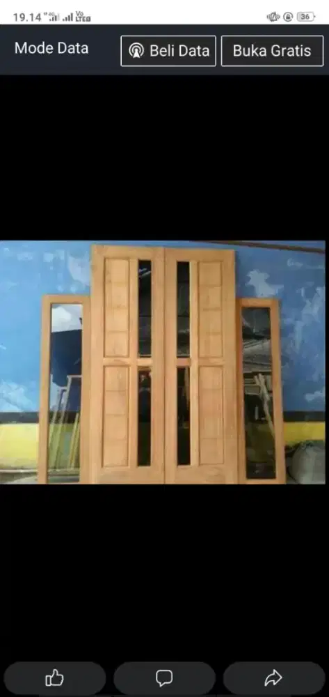 Kusen + pintu 2 + kusen jendela 2 dan daun dari kayu bekas Meranti